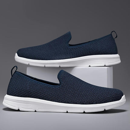 Plus Size Men's Knit Breathable Slip On Walking Shoes, Comfy Sneakers For Men's Outdoor Activities