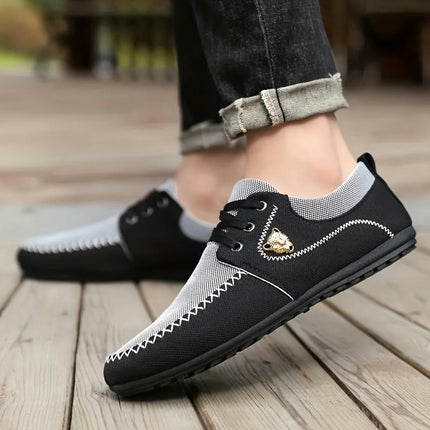 Comfortable Men's Loafers - Breathable Non-Slip Lace-Up Shoes for Outdoor Walking, Driving