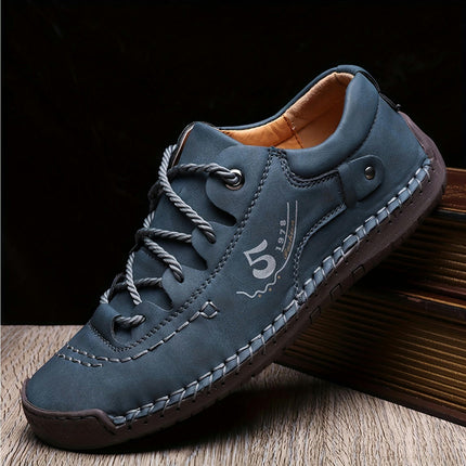 Handmade Men's Casual Flats Shoes Outdoor Walking Sneakers with Stitching