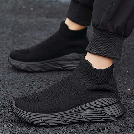 Men's Breathable Lightweight Woven High Top Sock Shoes for Spring and Summer Outdoor Activities