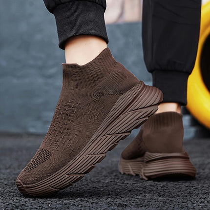 Men's Breathable Lightweight Woven High Top Sock Shoes for Spring and Summer Outdoor Activities