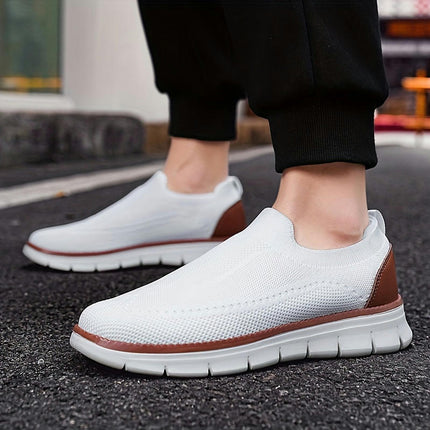 Men's Solid Color Slip On Breathable Sock Shoes, Comfy Non Slip Casual Durable Walking Shoes