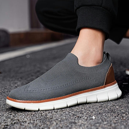 Men's Solid Color Slip On Breathable Sock Shoes, Comfy Non Slip Casual Durable Walking Shoes