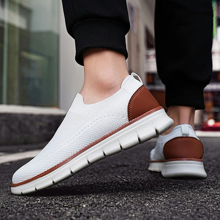 Men's Solid Color Slip On Breathable Sock Shoes, Comfy Non Slip Casual Durable Walking Shoes