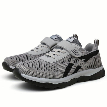 Men's Breathable Mesh Sneakers-Casual Walking Shoes with Hook-and-loop Fastener for Outdoor Activities