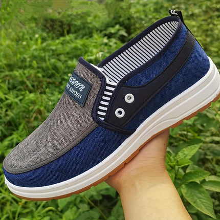 Men's Casual Low Top Slip On Canvas Shoes, Lightweight Breathable Walking Shoes For All Seasons