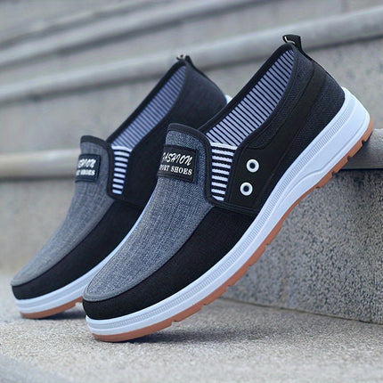 Men's Casual Low Top Slip On Canvas Shoes, Lightweight Breathable Walking Shoes For All Seasons