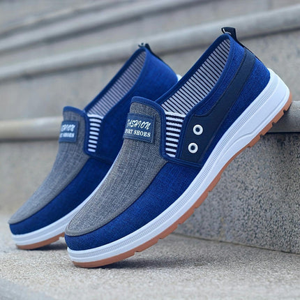 Men's Casual Low Top Slip On Canvas Shoes, Lightweight Breathable Walking Shoes For All Seasons