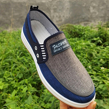 Men's Casual Low Top Slip On Canvas Shoes, Lightweight Breathable Walking Shoes For All Seasons