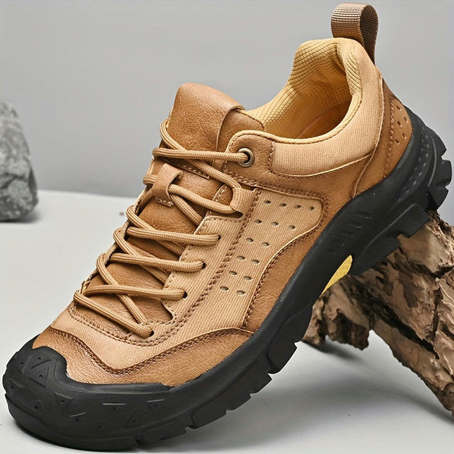 Men'S All-Season Casual Hiking Sneakers, Solid Color, Lace-Up Walking Shoes for Outdoor Activities