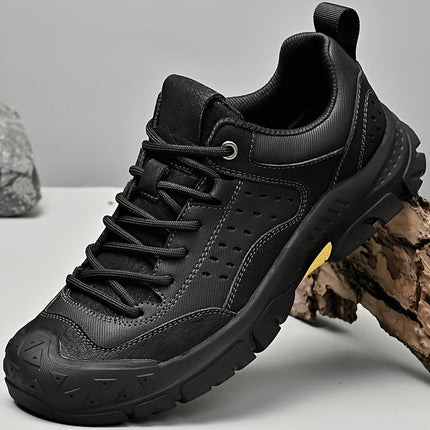 Men'S All-Season Casual Hiking Sneakers, Solid Color, Lace-Up Walking Shoes for Outdoor Activities