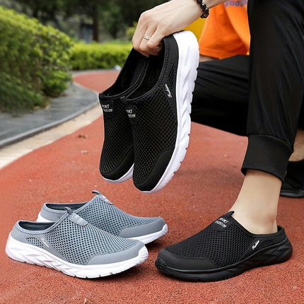 Half Slip-On Men's Breathable Mesh Footwear - Non-Slip, Comfortable Sneakers for Outdoor Activities