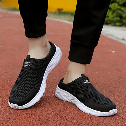 Half Slip-On Men's Breathable Mesh Footwear - Non-Slip, Comfortable Sneakers for Outdoor Activities