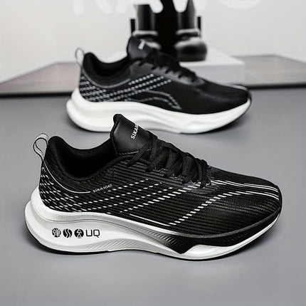 Men's Running Shoes Lace-Up Sports Sneakers for All Seasons Road Running Shoes with Stripe Design