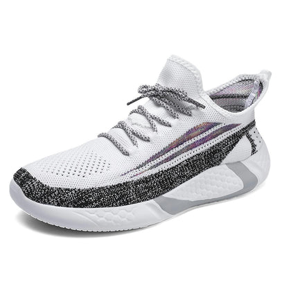 1pair Men'S Knit Upper Breathable Running Sneakers - Casual Street Sports Style All-Season