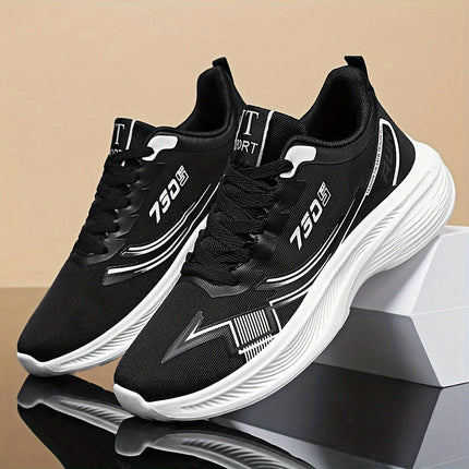 1pair Men's Athletic Running Shoes, Breathable Lightweight Sports Sneakers Casual Lace-Up Trainers