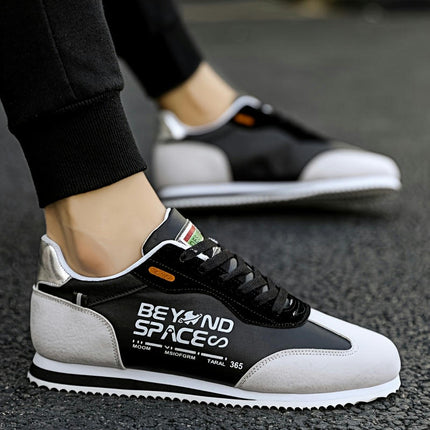 Men's Spring Season Sneakers - Breathable, Black and White Casual Running Footwear