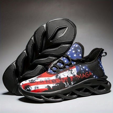 Independence Day Print Lightweight Shock Absorption Tough and Breathable Running Shoes for Men