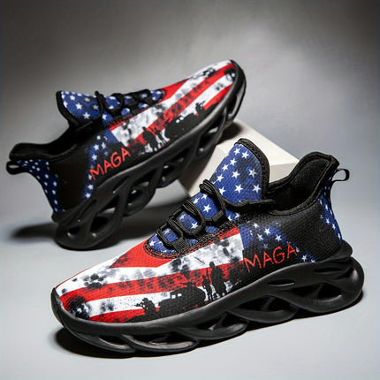 Independence Day Print Lightweight Shock Absorption Tough and Breathable Running Shoes for Men