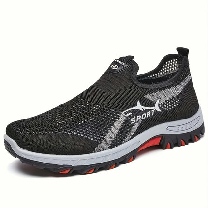 1 Pair of Men'S Mesh Breathable Sneakers - Casual Slip-On Walking Shoes with Non-Slip Rubber Sole