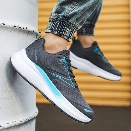 Men's Mesh Breathable Casual Sports Shoes Versatile Low Cut Lace Up Running Shoes Trendy Men's Shoes