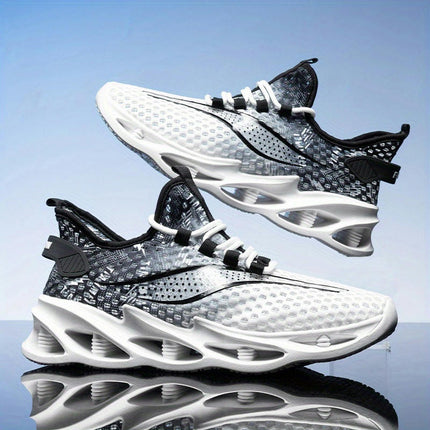 Men's Breathable Mesh Walking Sneakers with Rubber Sole-Lightweight Lace-Up Running Shoes