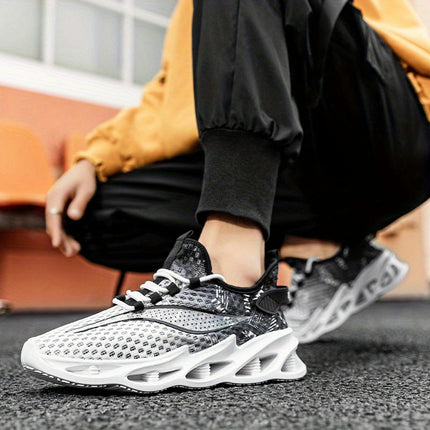 Men's Breathable Mesh Walking Sneakers with Rubber Sole-Lightweight Lace-Up Running Shoes