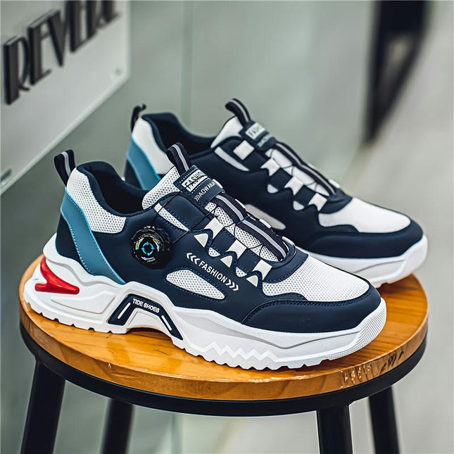 Men's Road Running Shoes with Rotating Buckle - Breathable Sneakers Sports Outdoor for All Seasons