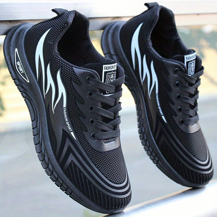 Men's Striped Running Shoes Lace Up Breathable Low Top For Outdoor Activities All Seasons