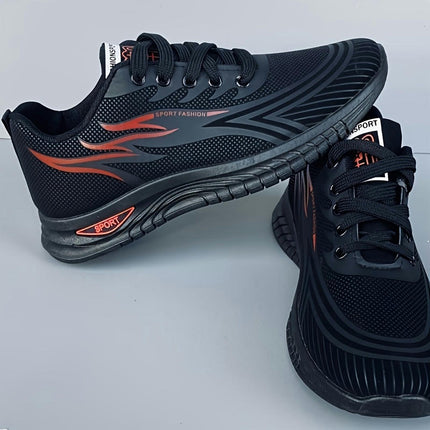 Men's Striped Running Shoes Lace Up Breathable Low Top For Outdoor Activities All Seasons