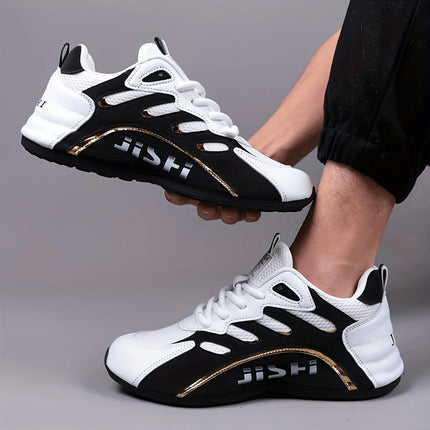 Men's Breathable Running Shoes, Lace Up Comfy Soft Sole Sneakers For Outdoor Jogging