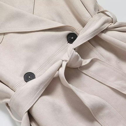 Womens Notched Lapel Collar Double Breasted Pea Coat Winter Coats Jackets with Belt