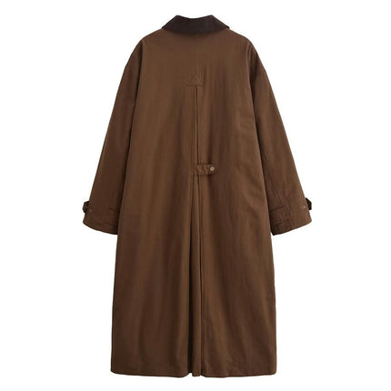 Women's Fall Winter Windbreaker Elegant Lapel Collar Long Trench Coat