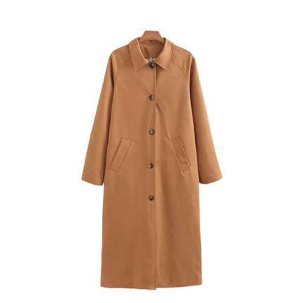 Womens Single Breasted Long Trench Coat Overcoat Fall Winter Fashion Trendy Clothes Outfits