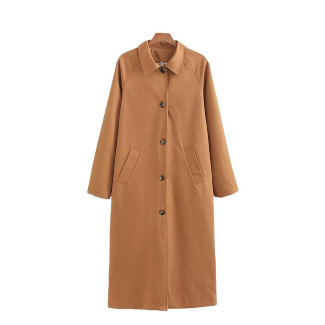 Womens Single Breasted Long Trench Coat Overcoat Fall Winter Fashion Trendy Clothes Outfits