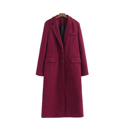 Women's Notch Lapel Single Breasted Long Outwear Fall Winter Coat