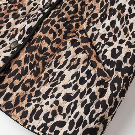 Fashion Leopard print Jacket for Women Fall Winter Trendy Button Long Sleeve Cropped Jackets