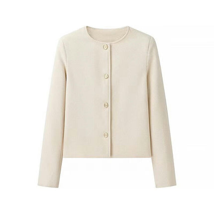 Cropped Jacket for Wome Button Down Long Sleeve Crew Neck Jacket