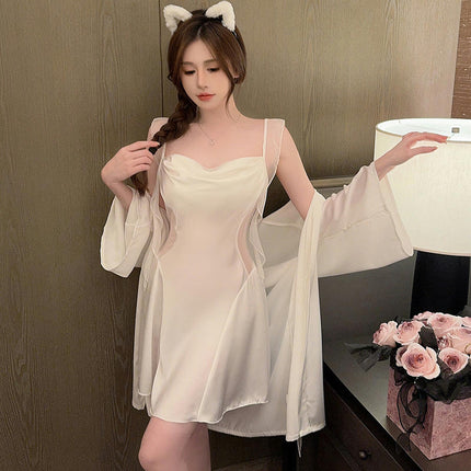 Women's Summer Imitation Silk Nightgown Satin Sexy Night Gowns Cowl Neck Short Nightdress