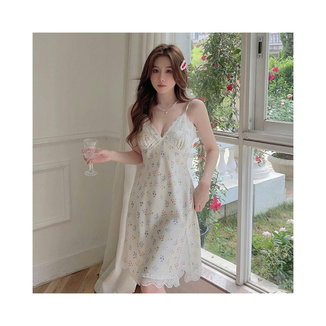 Women's Sexy Lingerie Suspender Nightgown Imitation Silk Nightgown Nightdress Bridal Dress