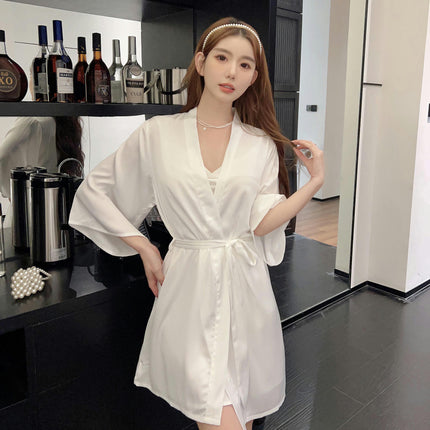 Women's Chemise Deep V Neck Lace Nightgown Imitation Silk Slip Satin Sleepwear Nightdress