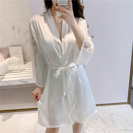 Women Lace Imitation Silk Pajamas Nightgowns Babydoll Dress Spaghetti Strap Sleepwear Chemise