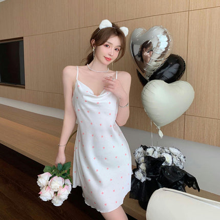 Sexy Sleepwear for Women Imitation Silk Satin Lingerie Chemise Slip Nightgown Dress