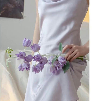 Sexy Sleepwear for Women Imitation Silk Satin Lingerie Chemise Slip Nightgown Dress