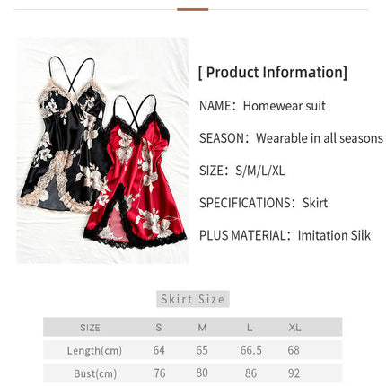 Womens 2 Pack Imitation Silk Nightgowns Sexy Lace Print Satin Chmeise V Neck Nightwear