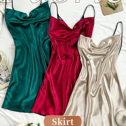 Nightgowns for Women 3 Pack Women's Satin Slip Dress Chemise Nightdress Sexy Imitation Silk Pajamas