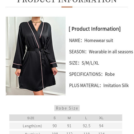 Women's Long Sleeve Imitation Silk Robes Bride Bridesmaid Kimono Satin Bathrobe Sleepwear