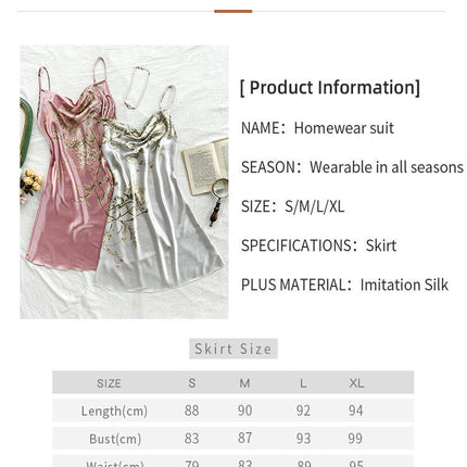 Women 2 Pack Faux Silk Nightgown Sexy Printed Lingerie Satin Nightdress V Neck Nightgown