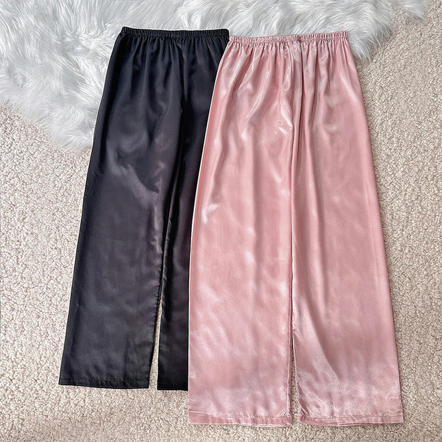 Womens Satin Imitation Silk Pajamas Long Pants Nightwear Loungewear Bottoms Trousers 2 pack