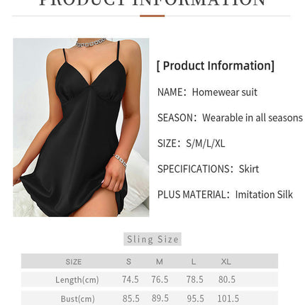 Satin Nightgown Imitation Silk Full Slip Dress Woman Sleepwear Lingerie Dress Mini Slip Chemise Nightgown